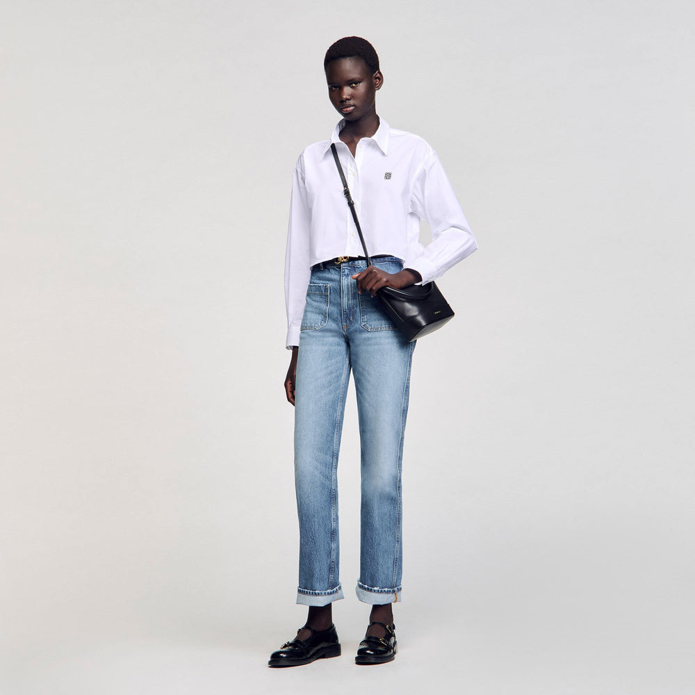 Sandro Women Cropped poplin shirt