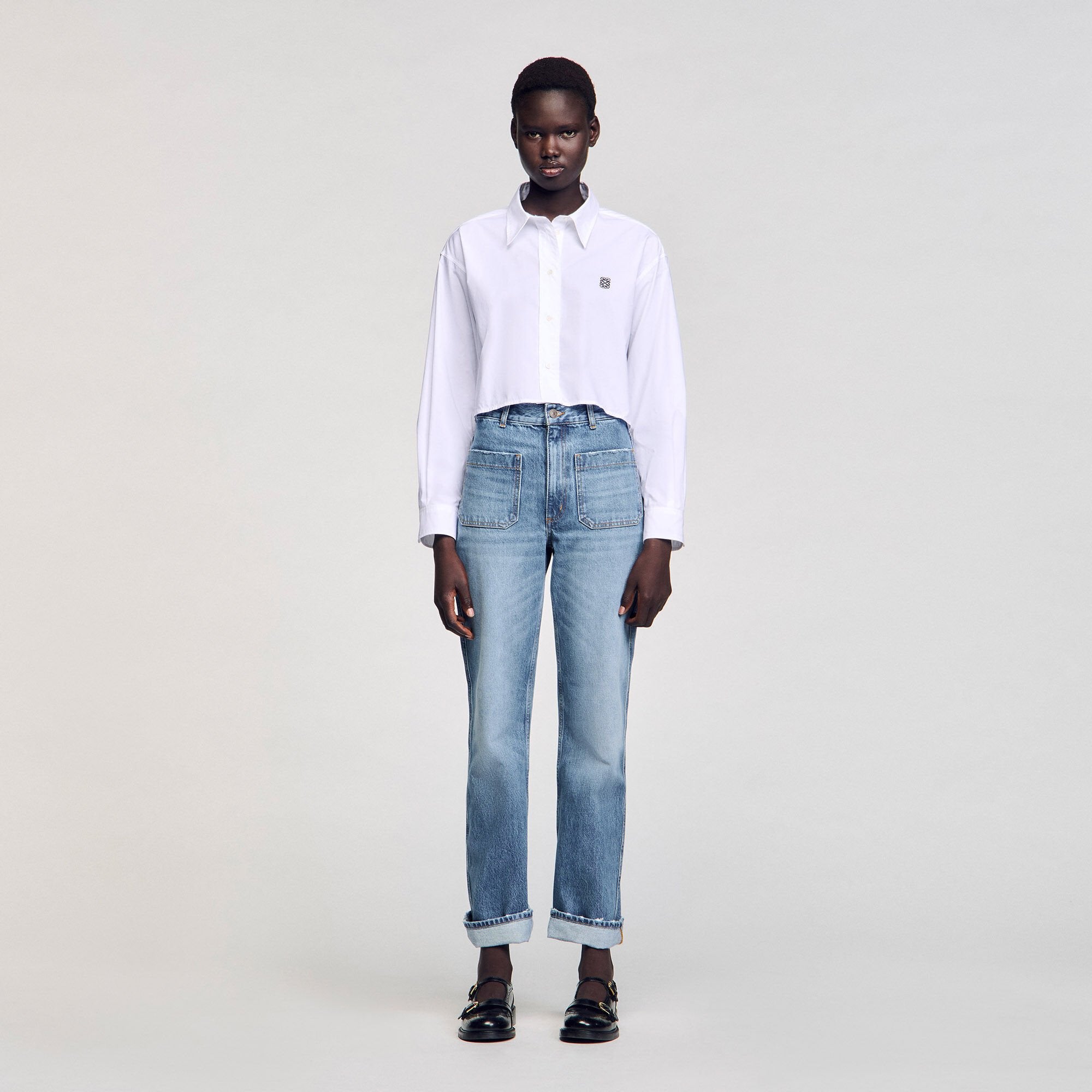 Sandro Women Cropped poplin shirt