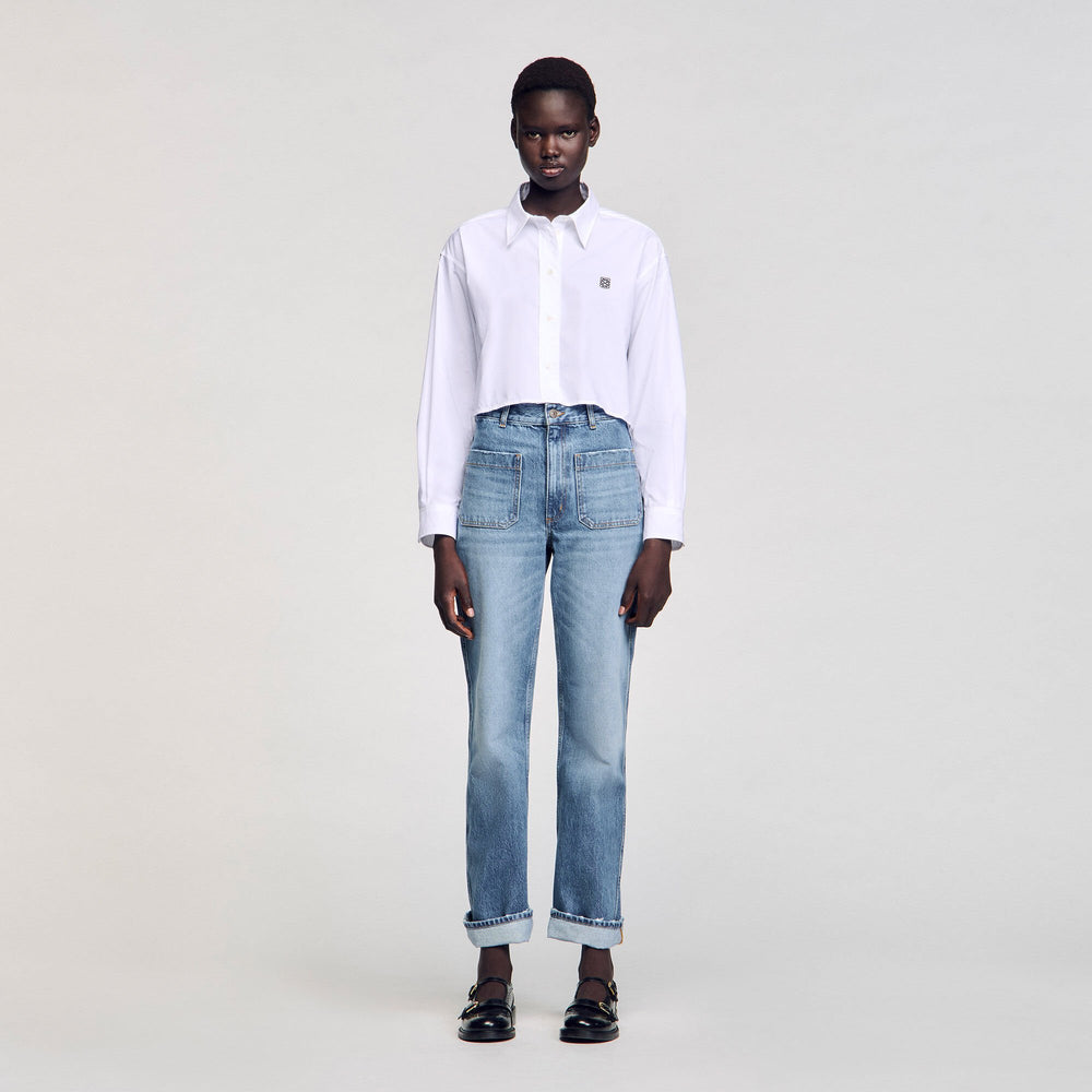 Sandro Women Cropped poplin shirt