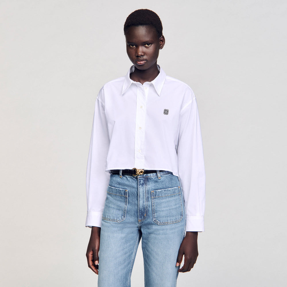 Sandro Women Cropped poplin shirt