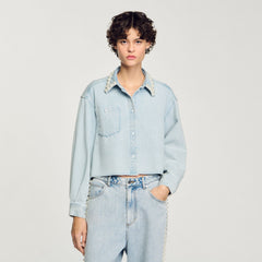 Sandro Women Denim shirt with beaded collar