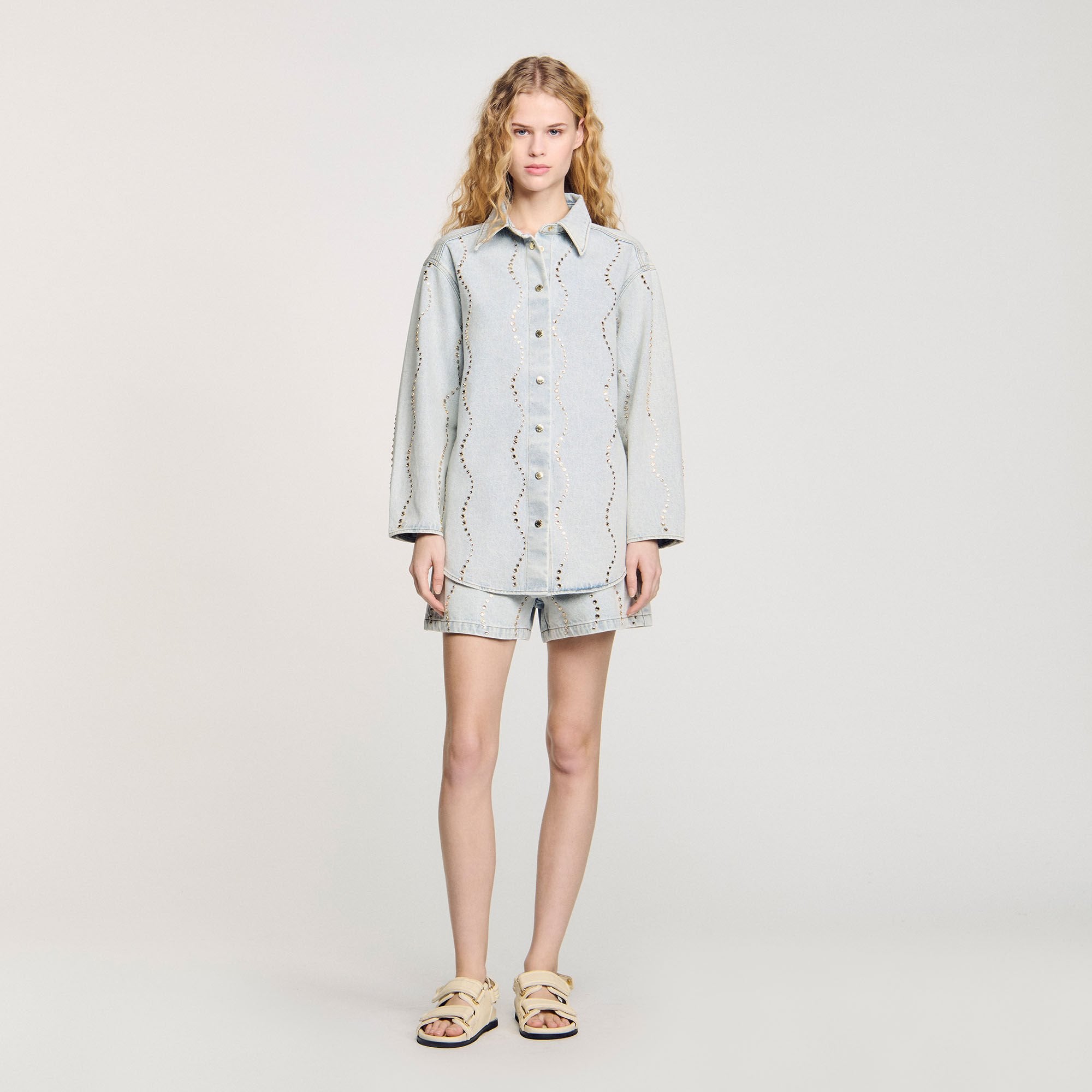 Sandro Women Denim shirt with rhinestones