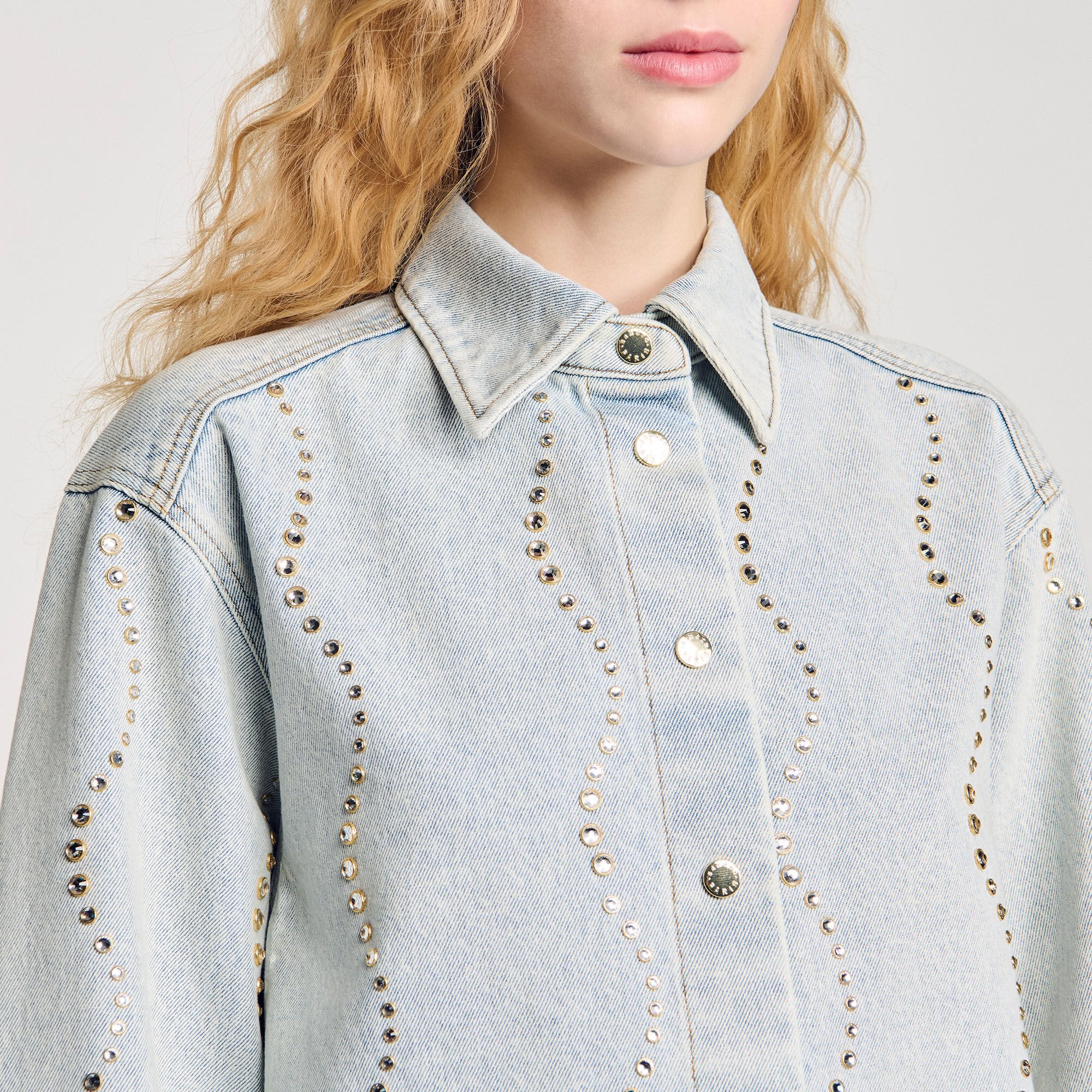 Sandro Women Denim shirt with rhinestones