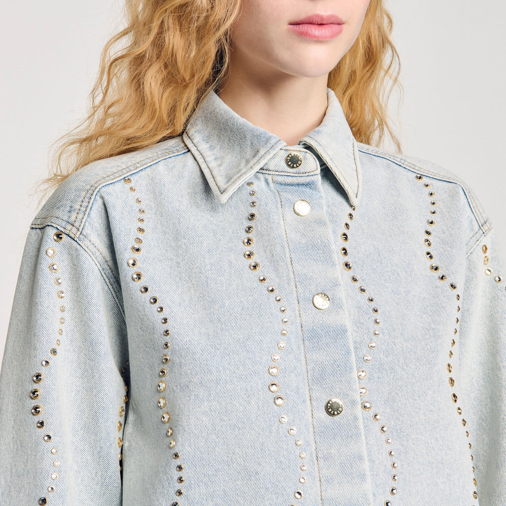 Sandro Women Denim shirt with rhinestones