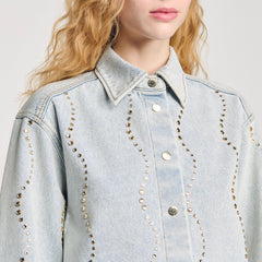 Sandro Women Denim shirt with rhinestones