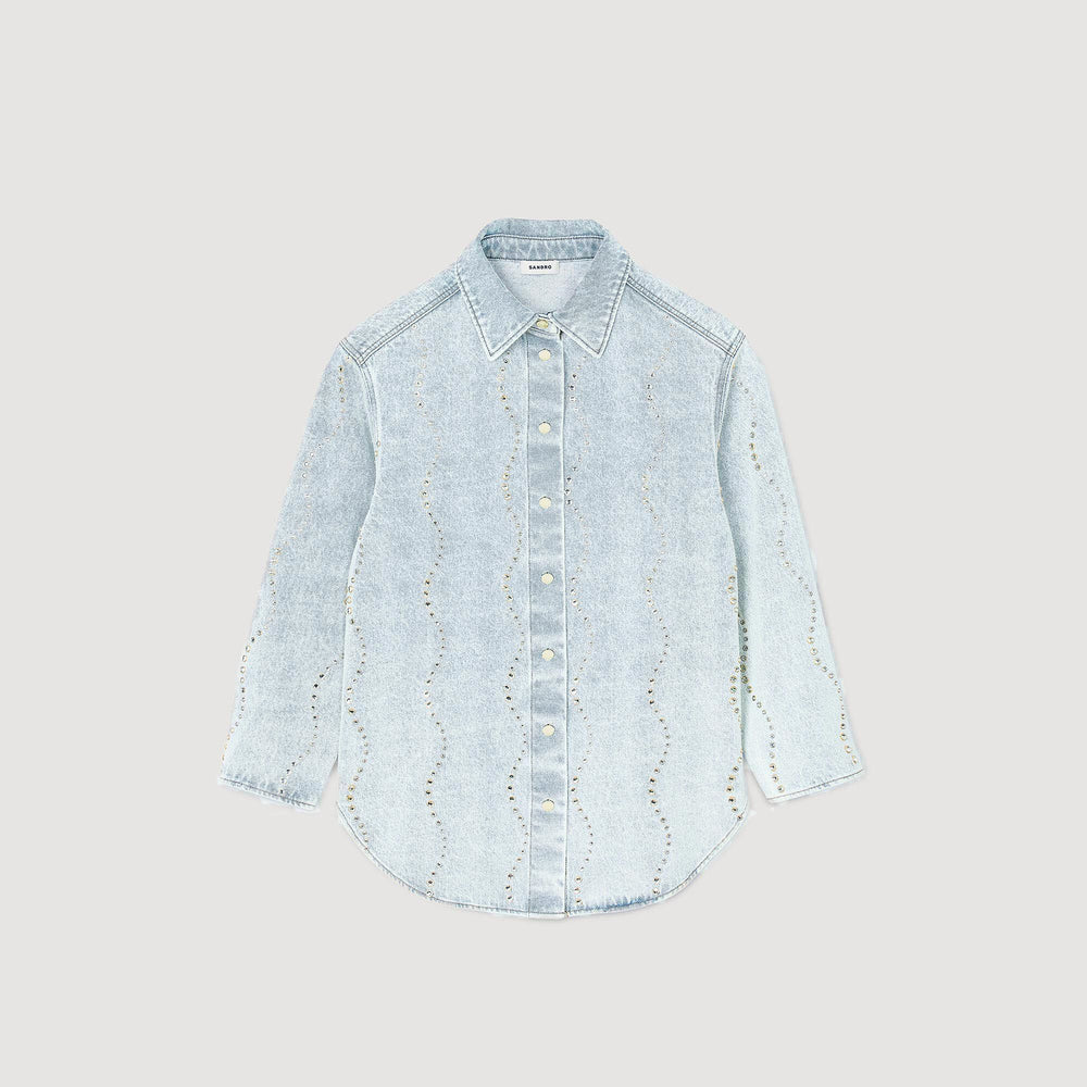 Sandro Women Denim shirt with rhinestones