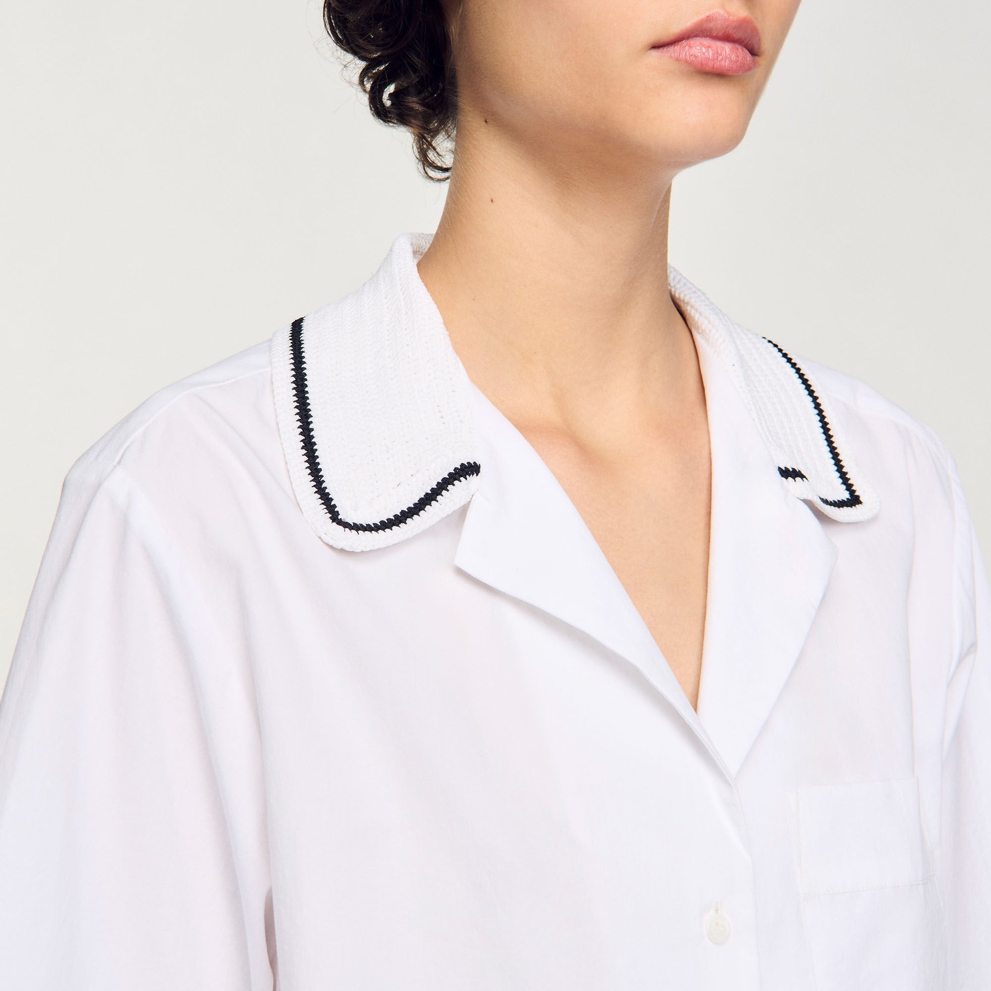 Sandro Women Crochet collar shirt