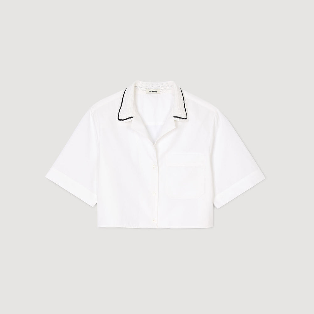 Sandro Women Crochet collar shirt