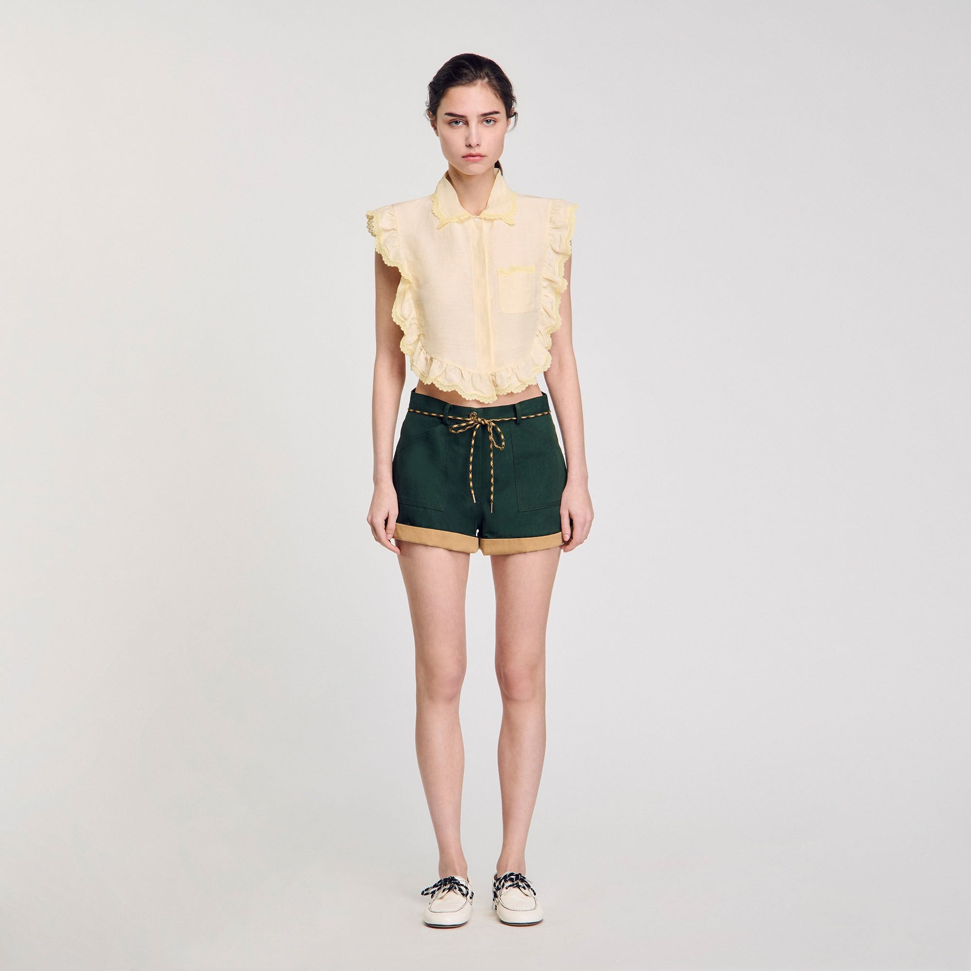 Sandro Women Shirt collar with lace detail