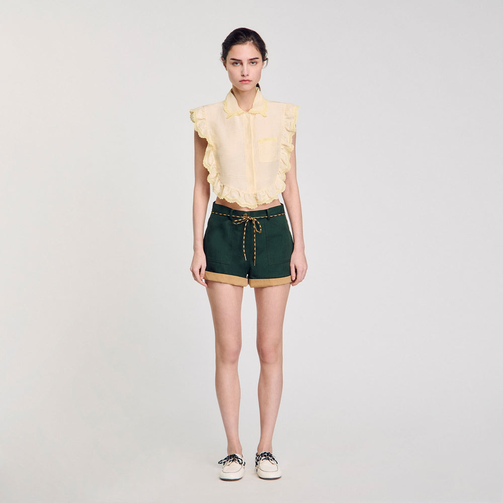 Sandro Women Shirt collar with lace detail