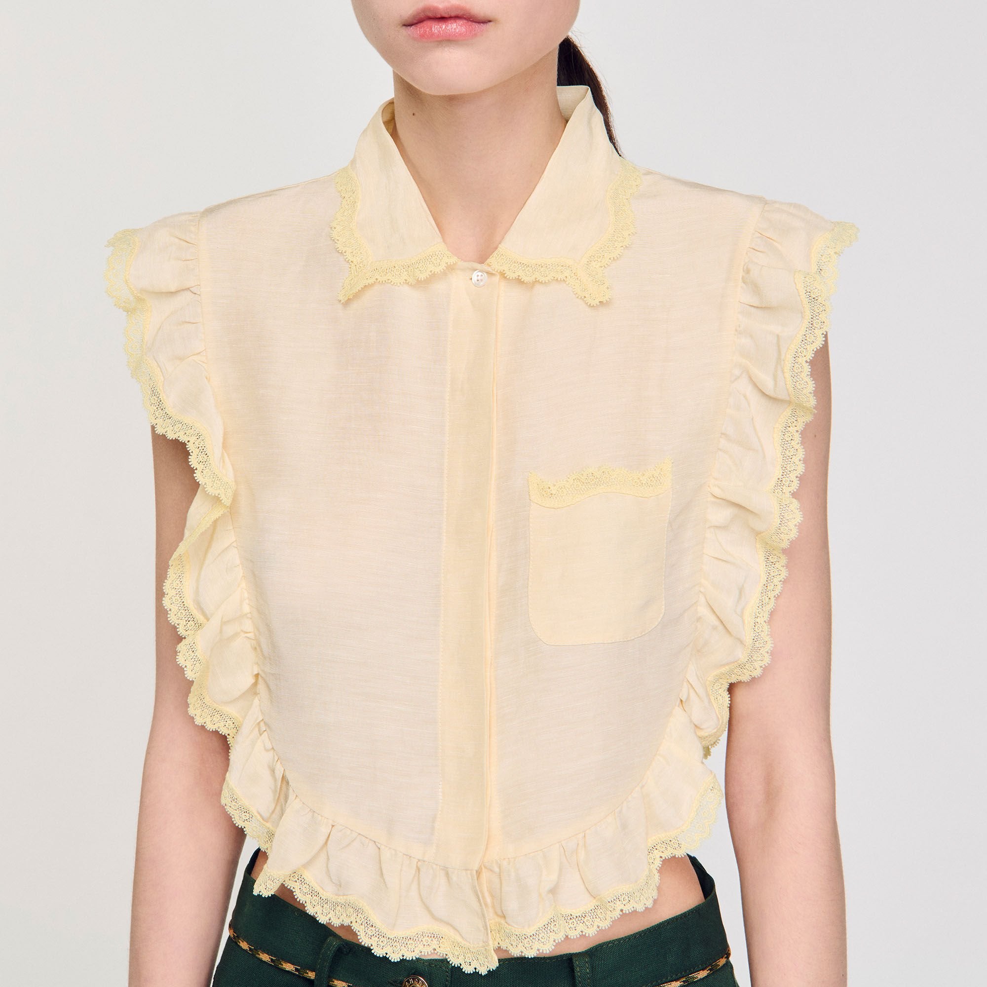 Sandro Women Shirt collar with lace detail