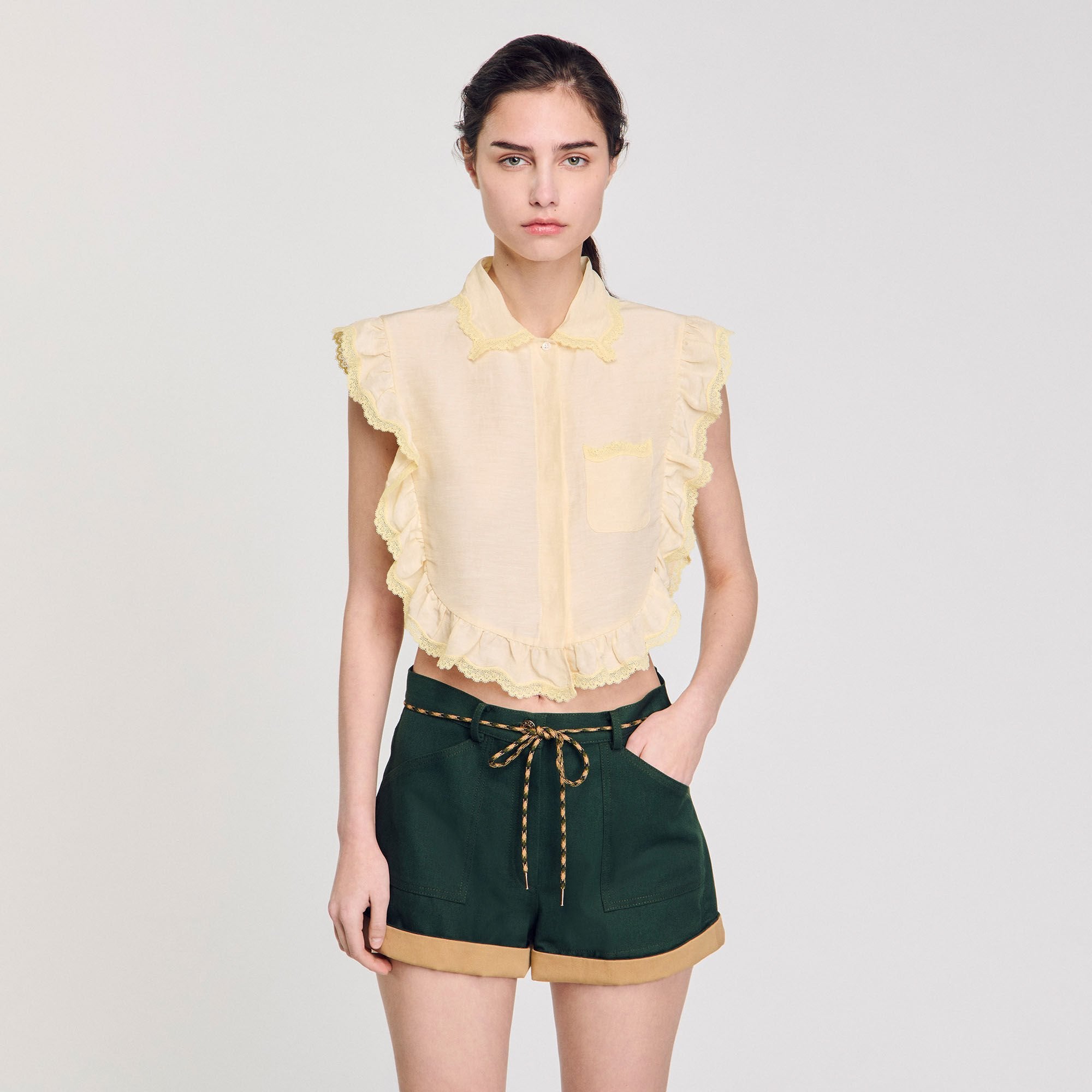 Sandro Women Shirt collar with lace detail