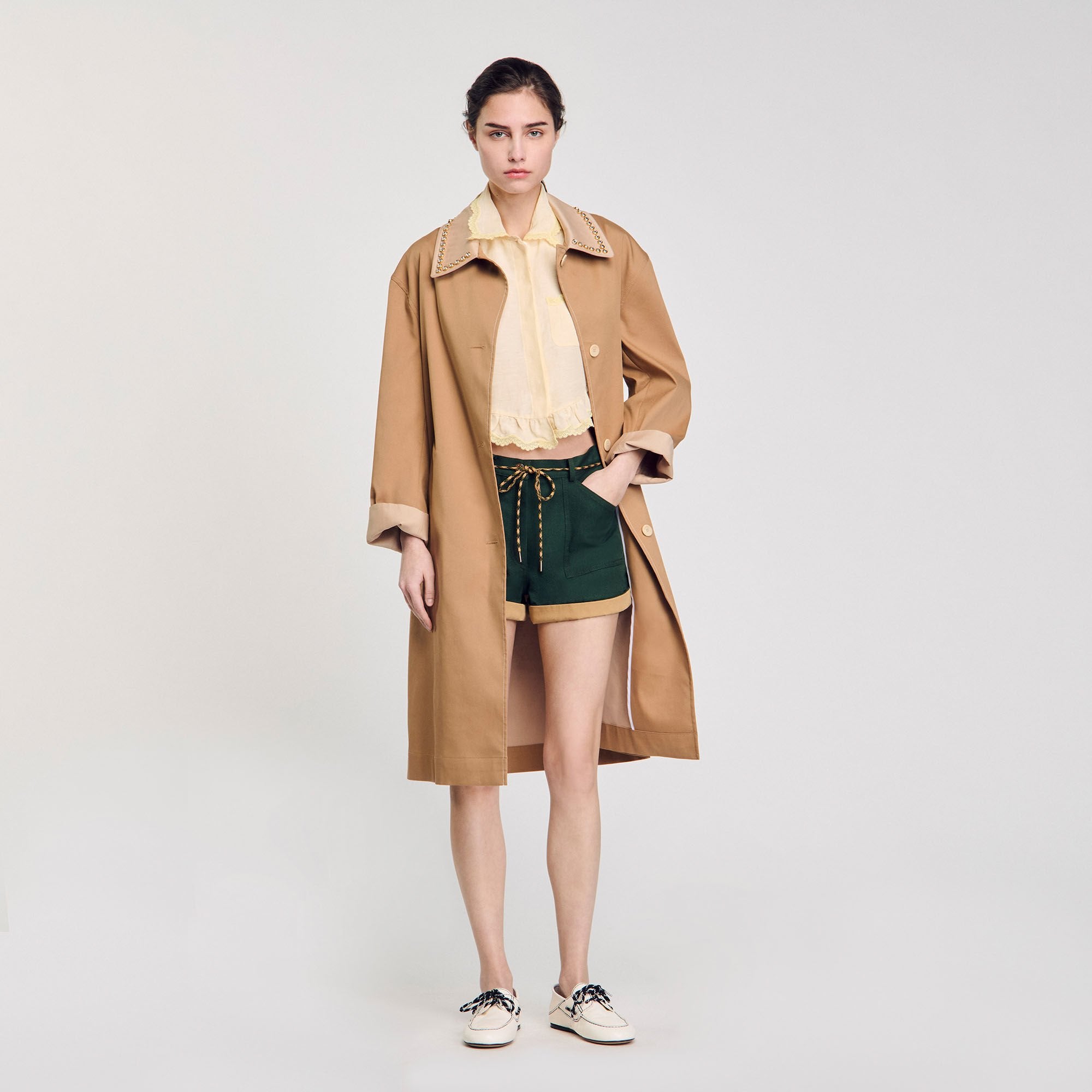 Sandro Women Shirt collar with lace detail