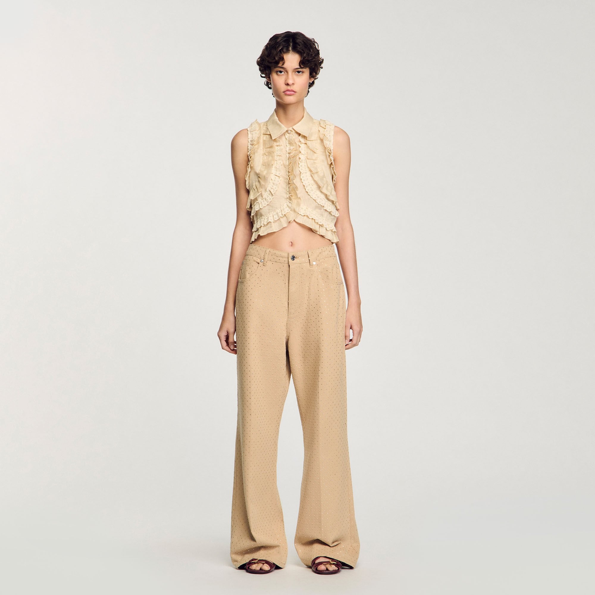 Sandro Women Ruffled cropped shirt