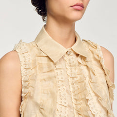 Sandro Women Ruffled cropped shirt