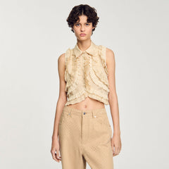 Sandro Women Ruffled cropped shirt