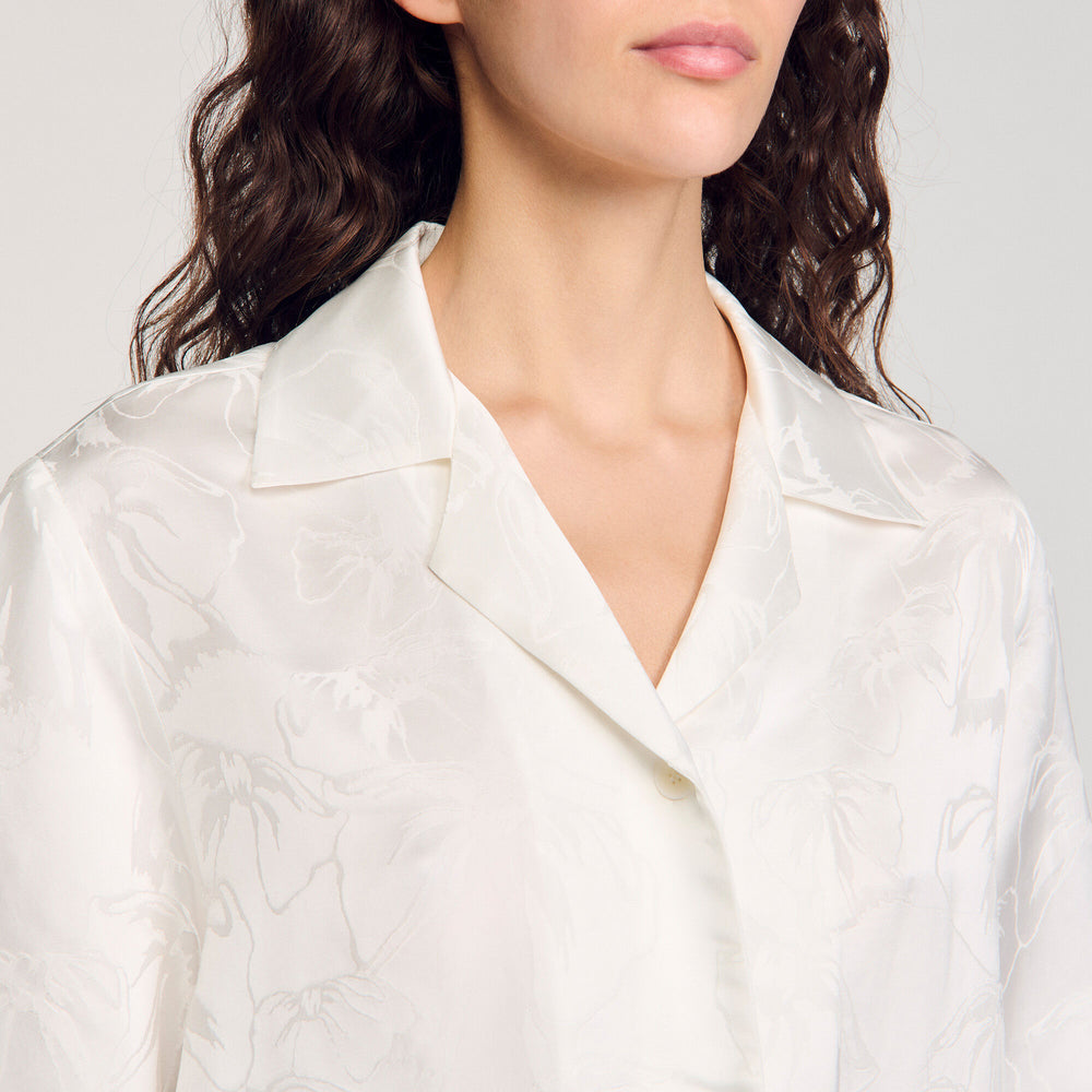 Sandro Women Cropped shirt with jacquard flowers