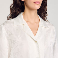 Sandro Women Cropped shirt with jacquard flowers