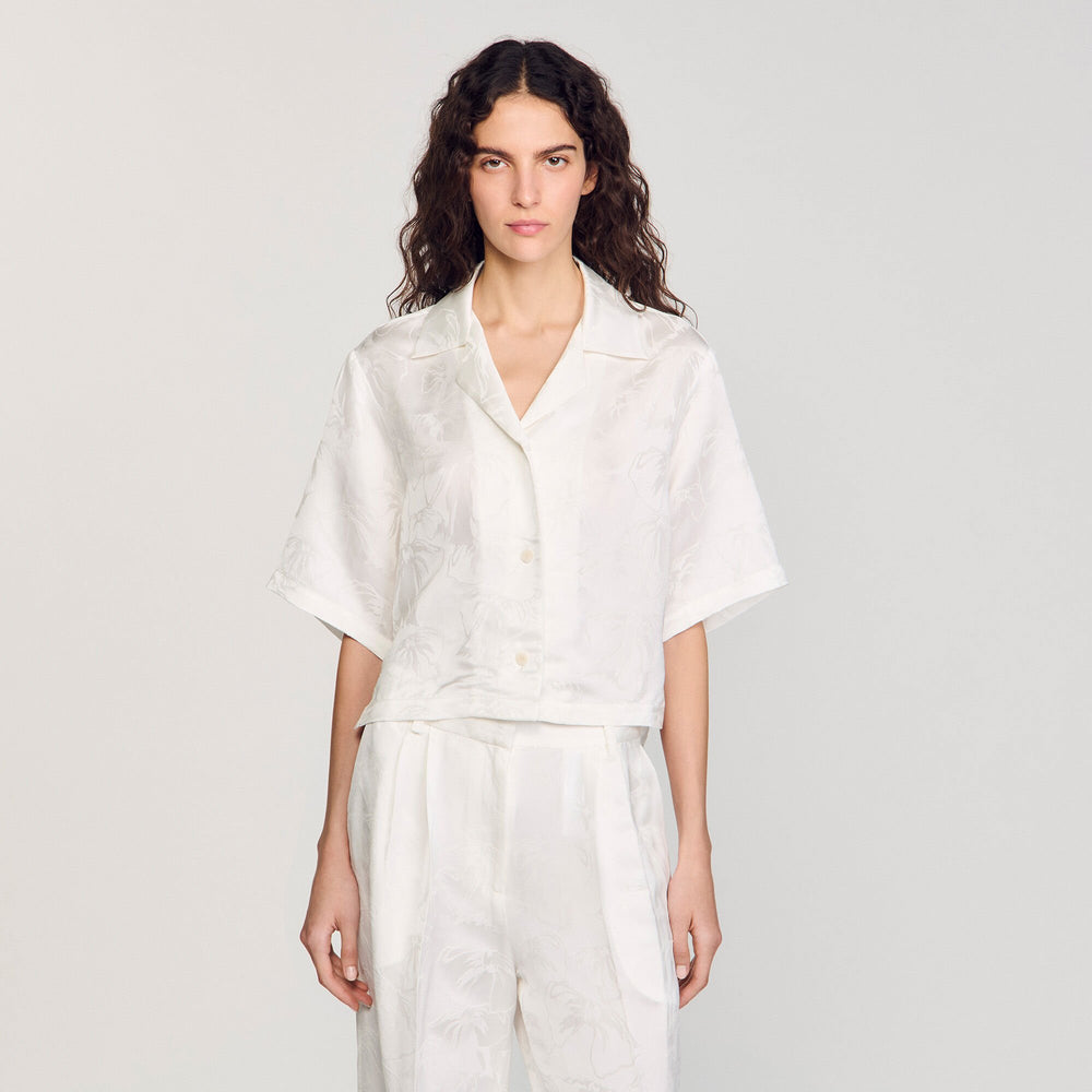 Sandro Women Cropped shirt with jacquard flowers