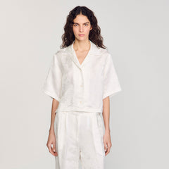 Sandro Women Cropped shirt with jacquard flowers