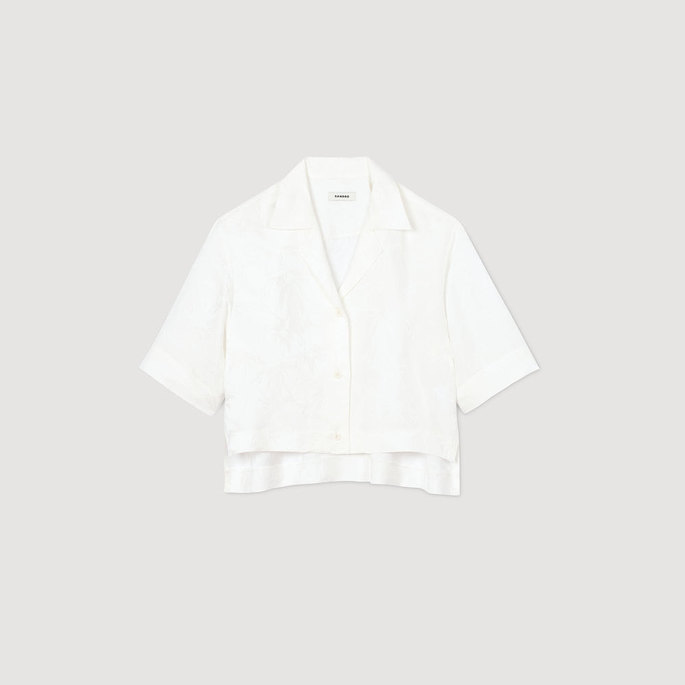 Sandro Women Cropped shirt with jacquard flowers