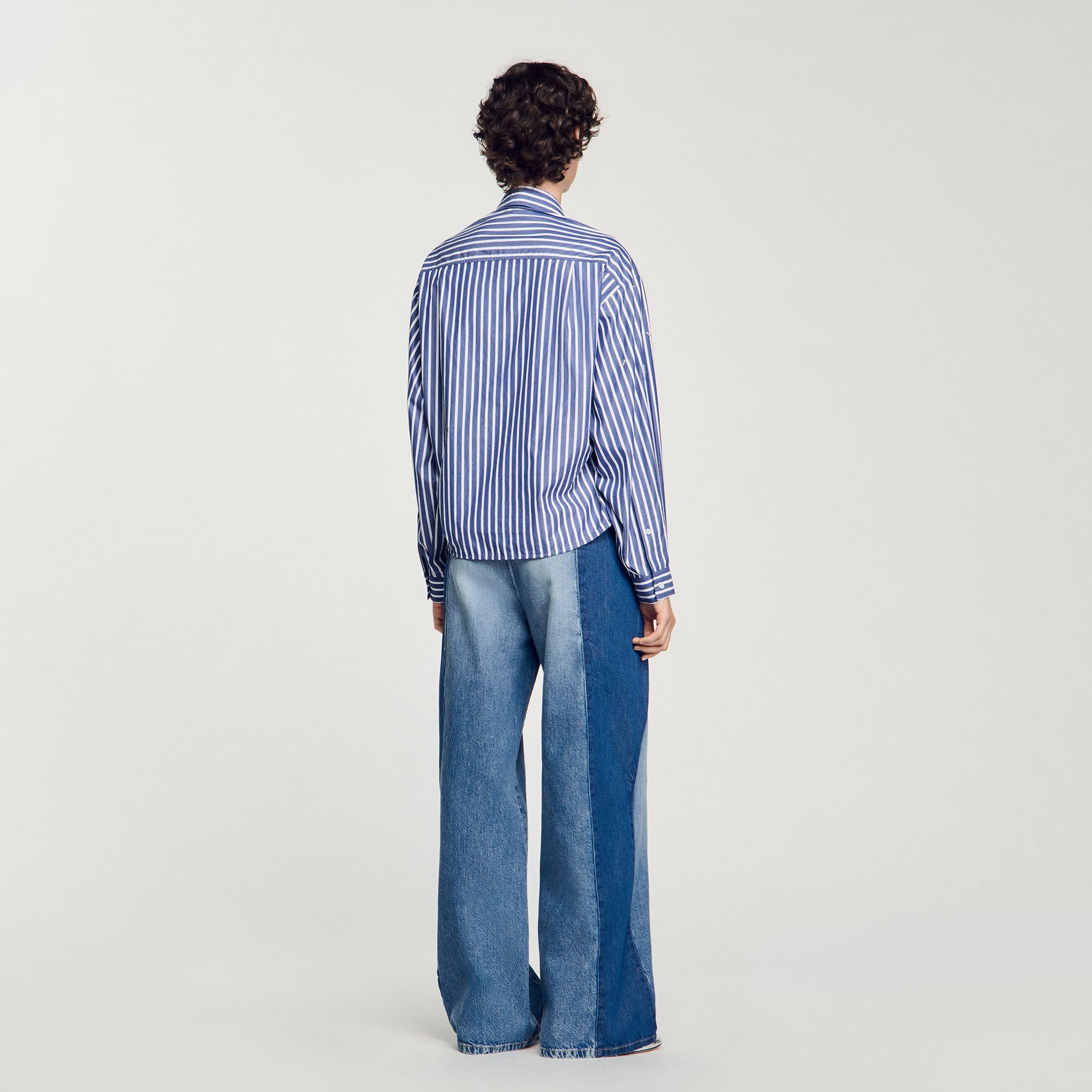 Sandro Women Beaded striped shirt
