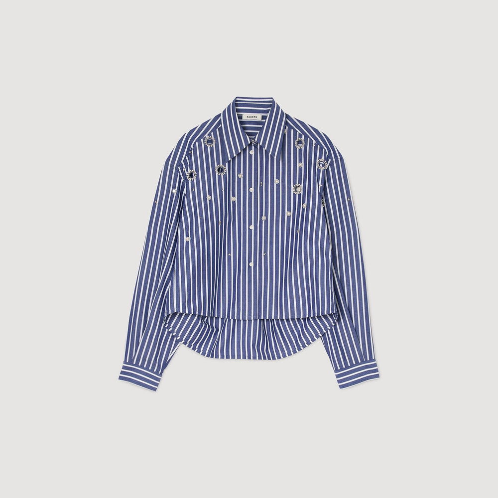 Sandro Women Beaded striped shirt