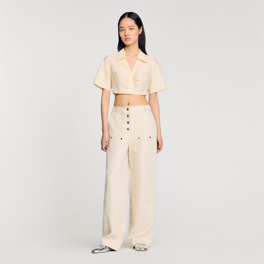 Sandro Women Cropped gathered shirt