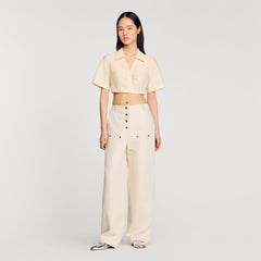 Sandro Women Cropped gathered shirt