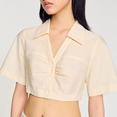 Sandro Women Cropped gathered shirt