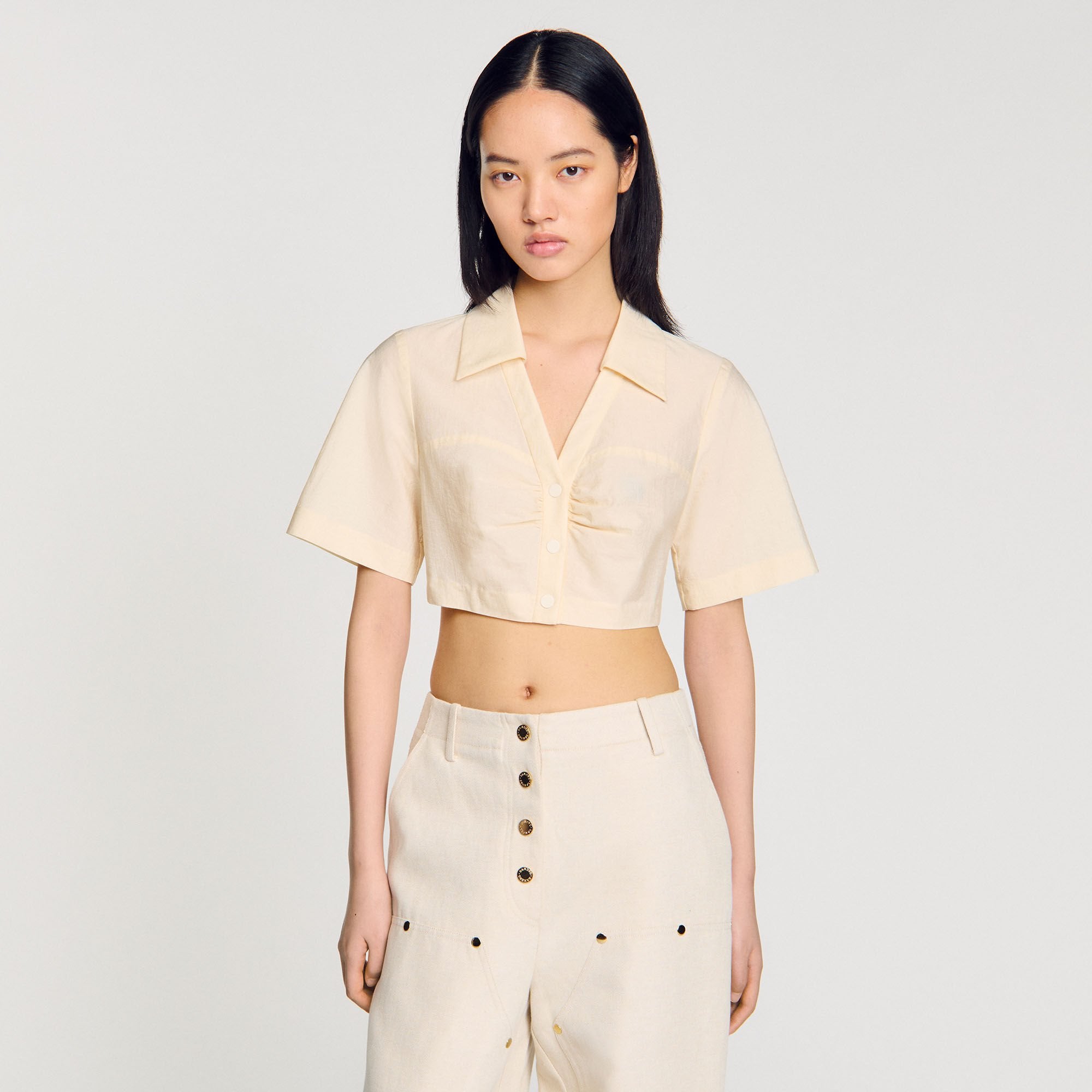 Sandro Women Cropped gathered shirt