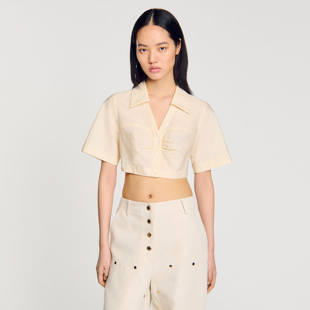 Sandro Women Cropped gathered shirt