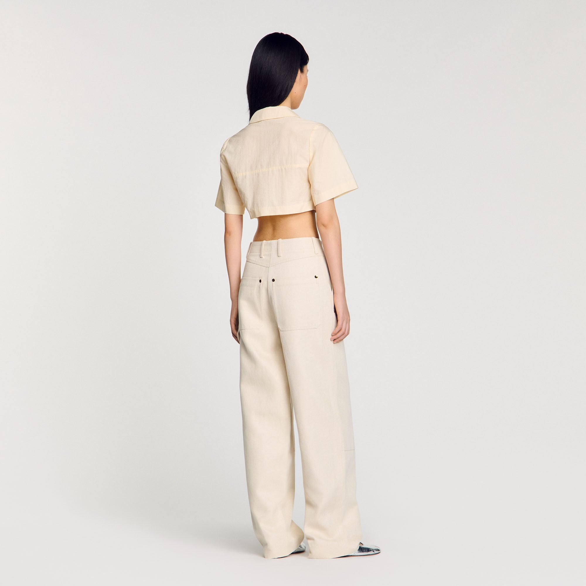 Sandro Women Cropped gathered shirt