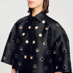 Sandro Women Oversized shirt with rhinestones holes