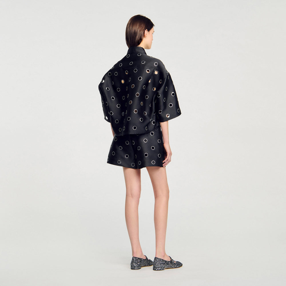 Sandro Women Oversized shirt with rhinestones holes