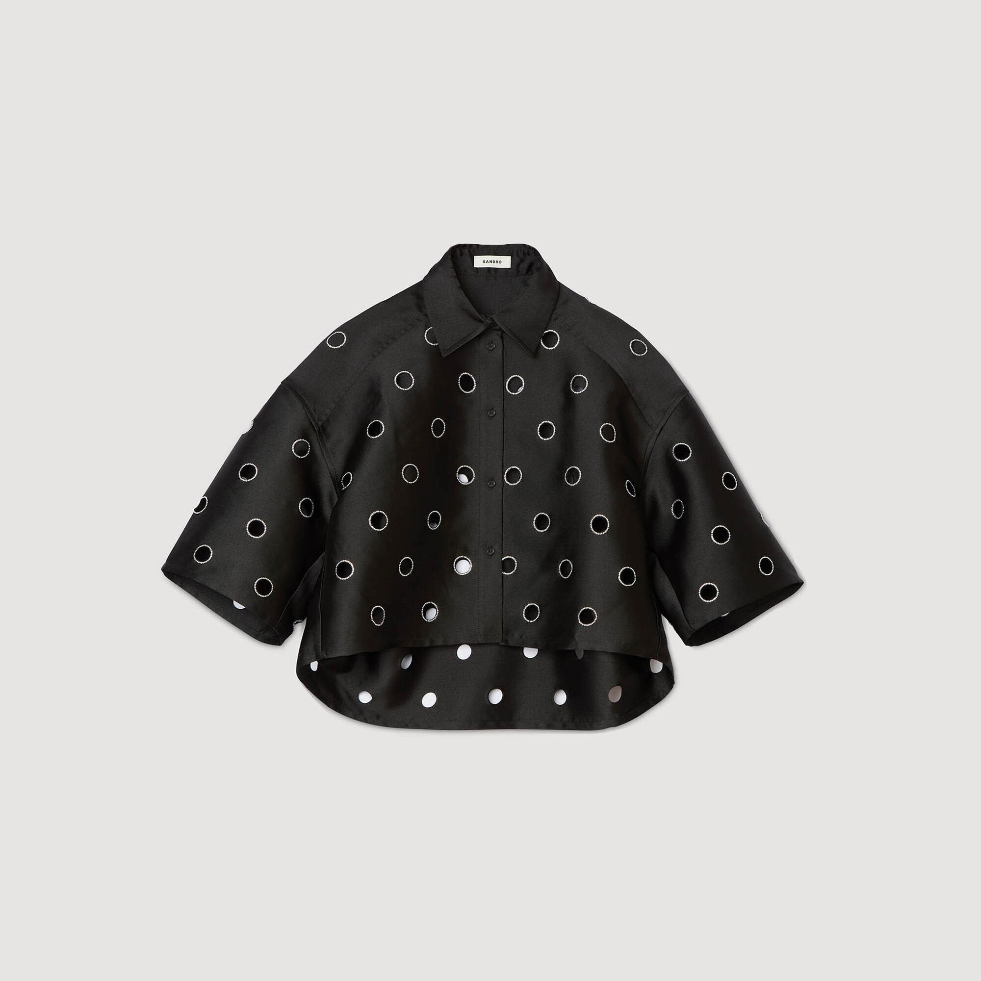 Sandro Women Oversized shirt with rhinestones holes