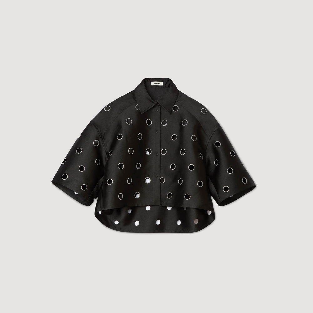 Sandro Women Oversized shirt with rhinestones holes