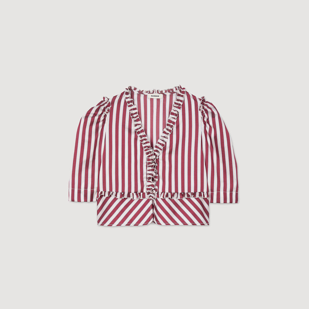 Sandro Women Ruffled striped shirt