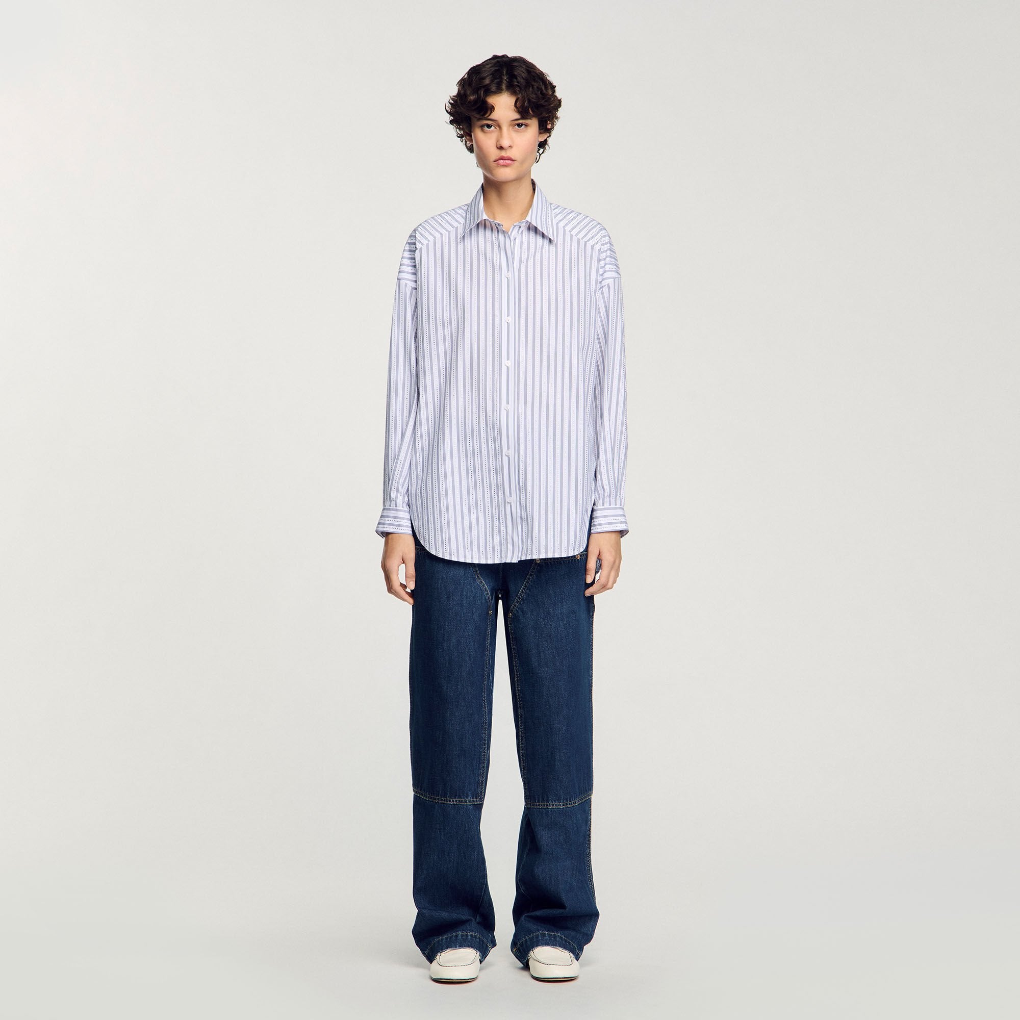 Sandro Women Striped rhinestone shirt