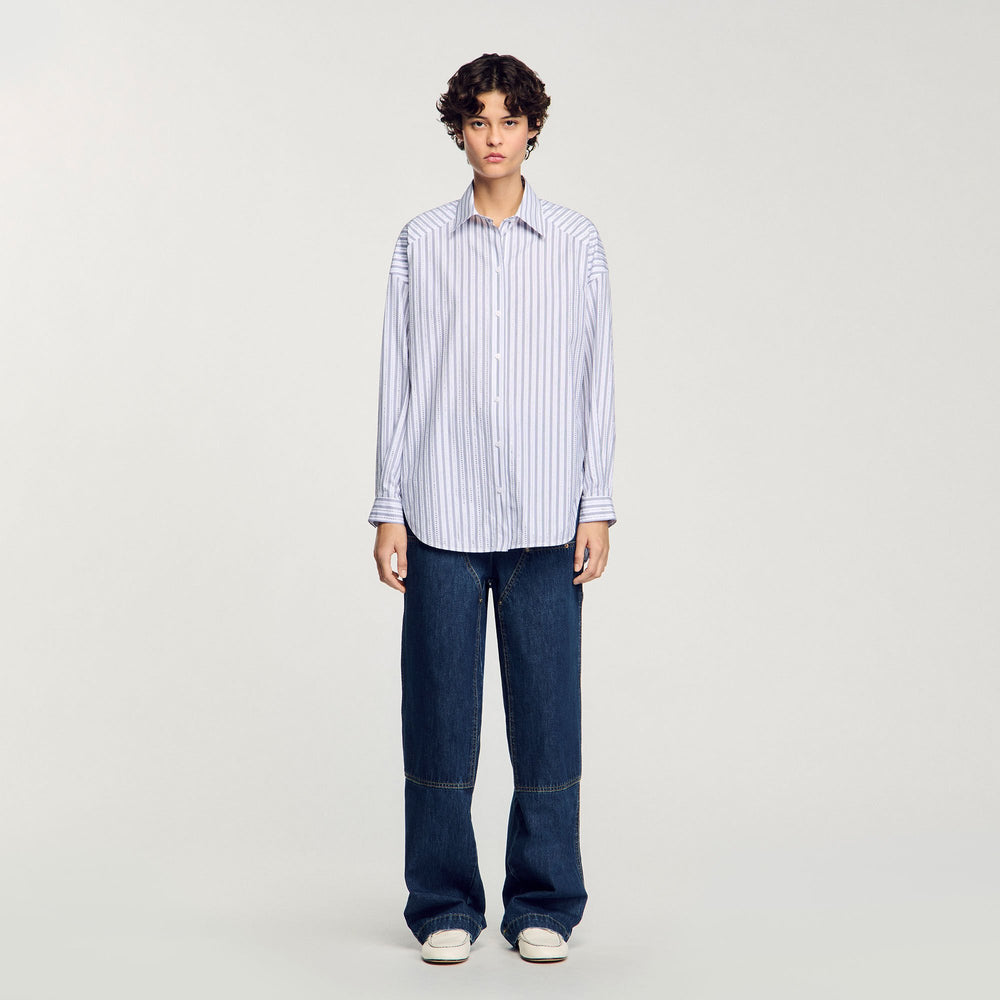 Sandro Women Striped rhinestone shirt