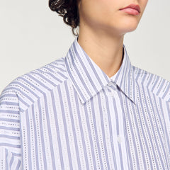 Sandro Women Striped rhinestone shirt