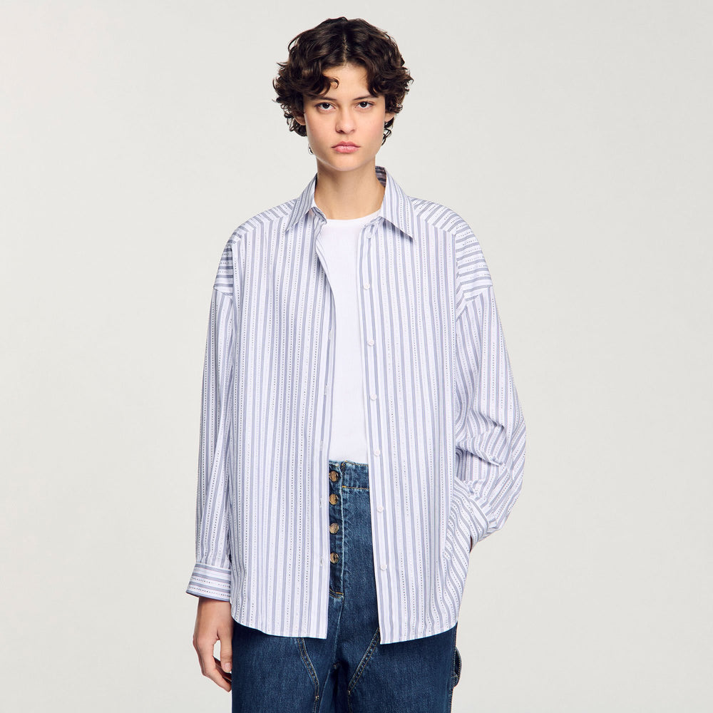 Sandro Women Striped rhinestone shirt