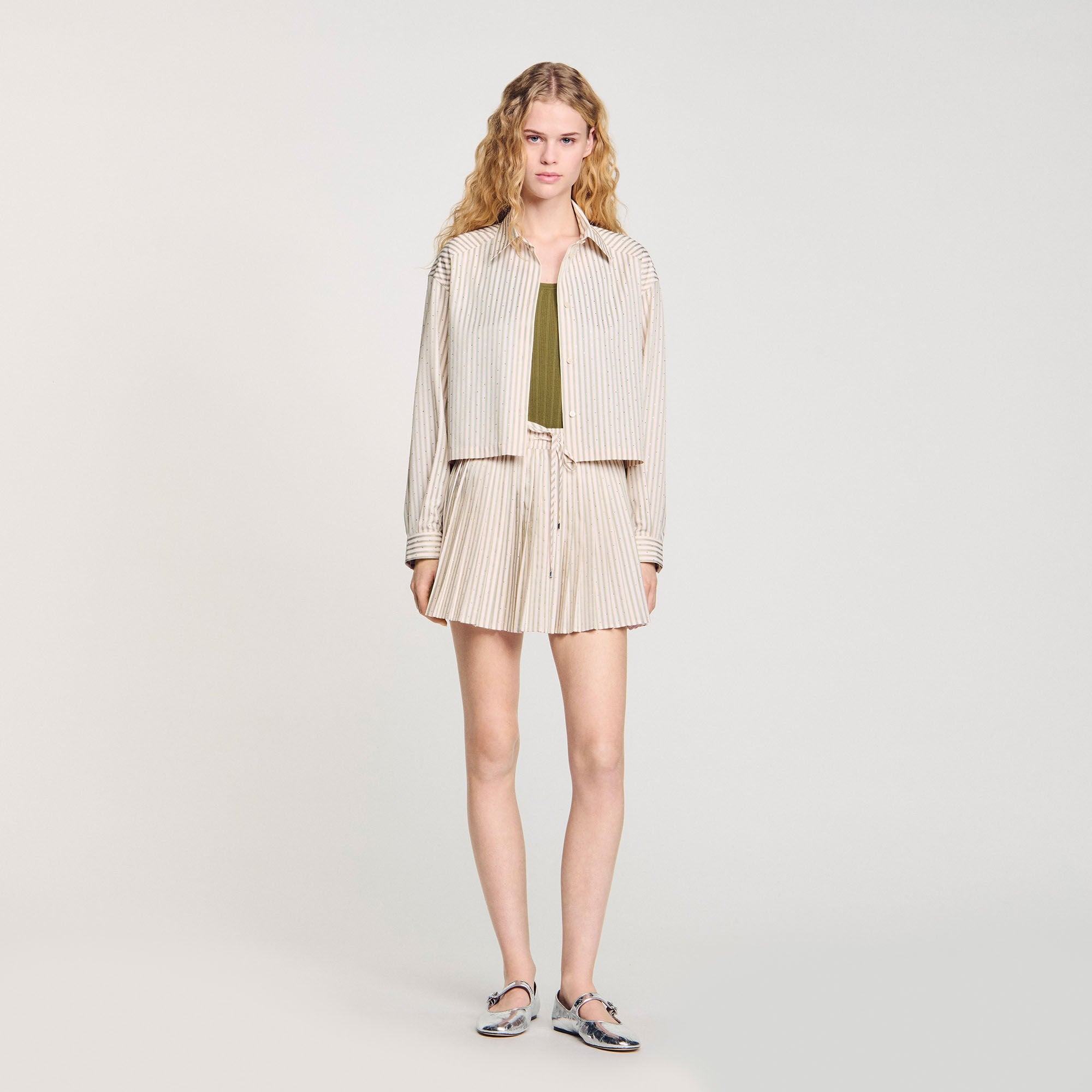 Sandro Women Striped rhinestone shirt