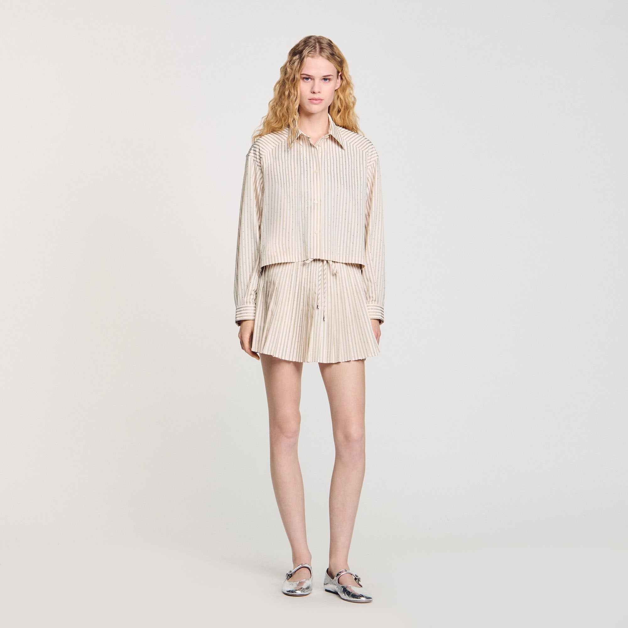 Sandro Women Striped rhinestone shirt