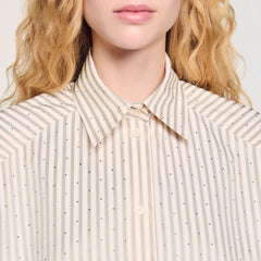 Sandro Women Striped rhinestone shirt