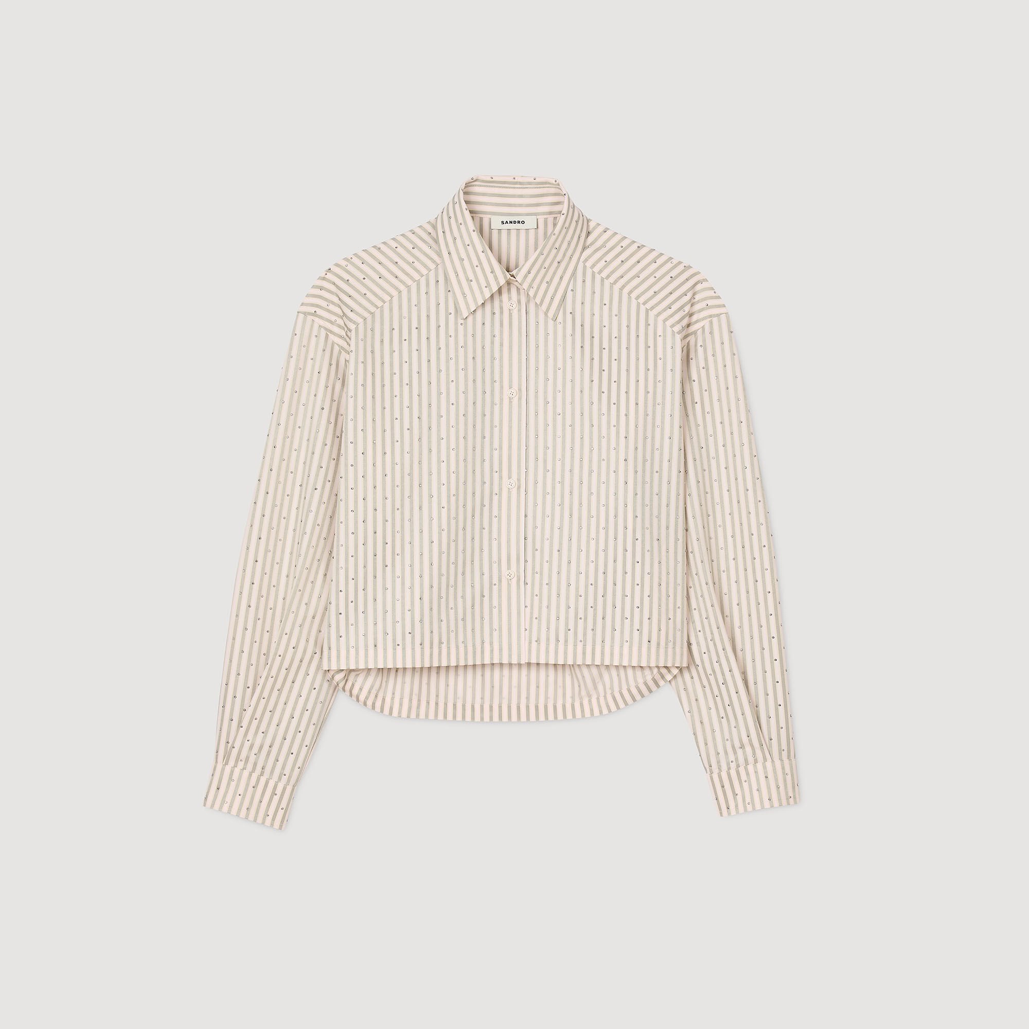 Sandro Women Striped rhinestone shirt