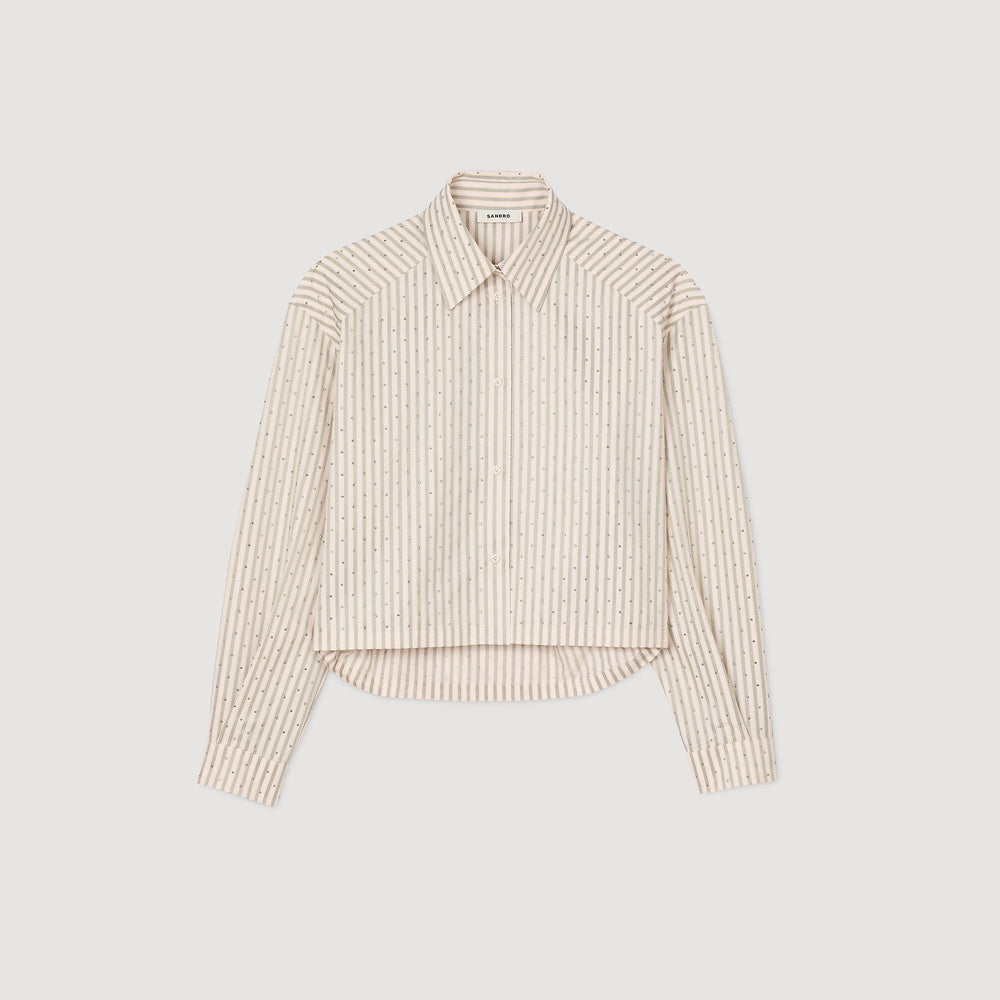 Sandro Women Striped rhinestone shirt