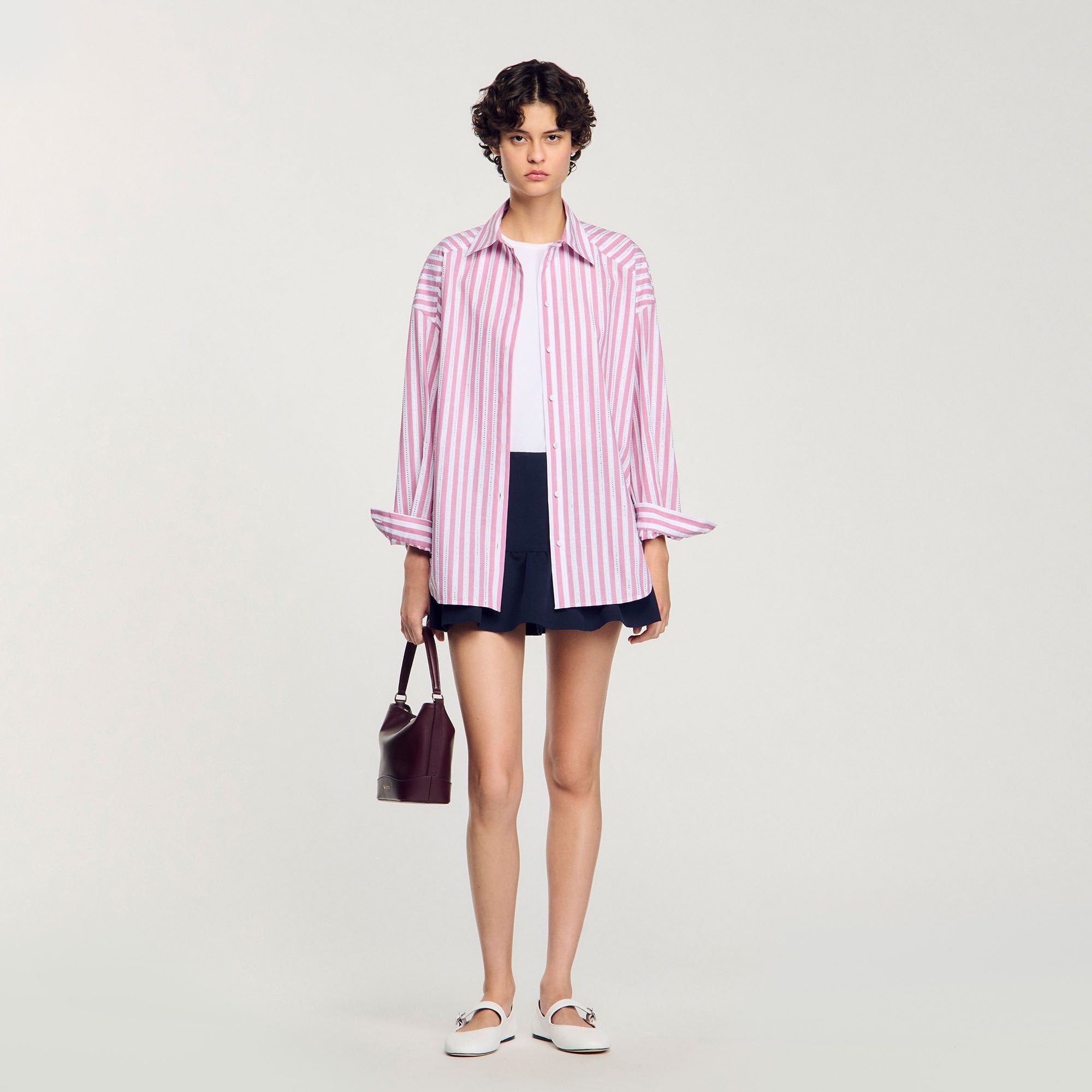 Sandro Women Striped rhinestone shirt