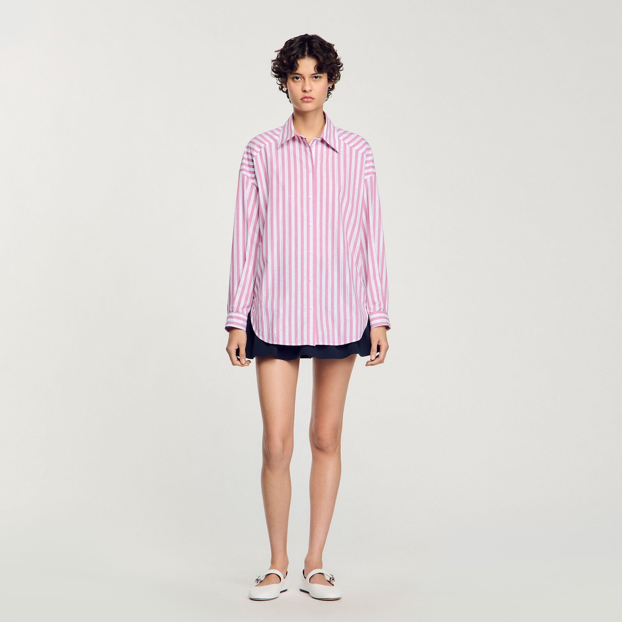 Sandro Women Striped rhinestone shirt