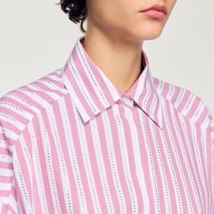 Sandro Women Striped rhinestone shirt